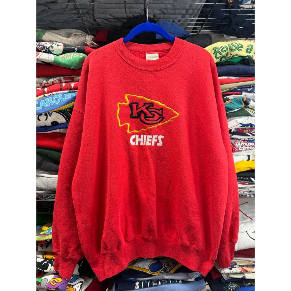 Vintage Kansas City Chiefs Hane Heavyweight Red Crewneck Sweatshirt Mens XL 6627